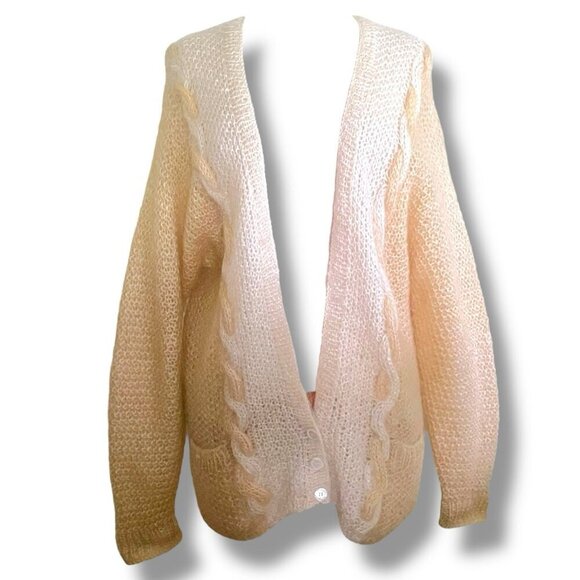 Vintage 80s Linda Allard x Ellen Tracy Womens Mohair Cardigan Sz Medium Sweater - Picture 1 of 8